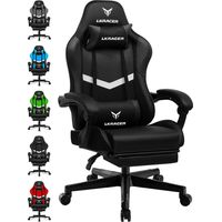 LUCKRACER Chaise de gaming ergonomique avec repose-pieds, coussin lombaire réglable, oreiller, chaise de jeu, chaise gamer réglable en hauteur, charge maximale : 150 kg, Noir