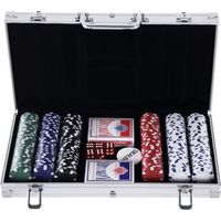 Mallette de Poker Coffret de Poker Complet avec 300 jetons 2 Jeux de Cartes + 2 clés Aluminium
