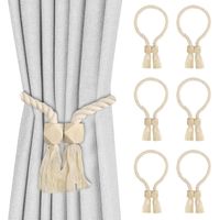 6 Pièces Embrasses de Rideaux Magnétiques Attache Rideau Aimantée Supports de Rideaux en Coton Aimant pour Rideaux Attaches de Rideaux Embrasse Rideau pour Bureau Domicile Hôtel Fenêtre Décoration