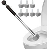 Brosse de nettoyage pour cuvette de toilettes en pierre ponce, avec manche et 7 pierres ponces.
