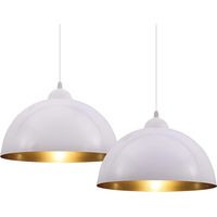 Set 2 Lampadari Sospensione Moderno Design Industriale Lampada Metallo Bianc Oro