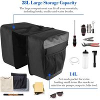 Sacoches de vélo pour porte-bagages, sacoches de vélo arrière Welltop 28L pour porte-bagages, sacoches de vélo étanches, sacoches de vélo avec poignées, bandes réfléchissantes