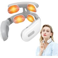 Wireless Heated Neck Massager, Portable Neck Massager, Smart Voice Control, Neck and Cervical Massager with 4 Modes and 16 Intensity Levels for Home, Office, and Travel