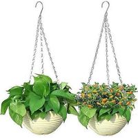 2 pots de fleurs suspendus, pots de fleurs, plantes suspendues, pots de fleurs d'extérieur, balcon, jardin intérieur et extérieur, pots de fleurs suspendus, beige