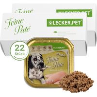 22 x 150 g de lecker.Pet® Paula's Feine Paté Riche en Poulet Nourriture humide pour chiens Nourriture complète
