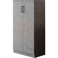 Meuble à chaussures polyvalent bois mélaminé gris ciment 2 portes h130x71x38