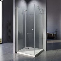 Duschkabine 100x75 cm Eckeinstieg Falttür mit Seitenwand Duschabtrennung Drehfalttür Dusche mit Seitenteil Faltbar Duschkabine aus 6mm ESG Sicherheitsglas Duschwand Höhe 185cm