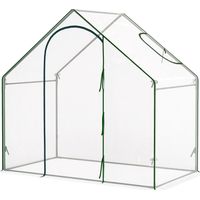 Invernadero con Ventana Puerta Marco de Acero Cubierta Plástico Impermeable Anti-UV Transparente 180x100x168 cm