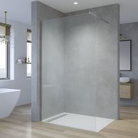 Walk-in Dusche Duschabtrennung Glaswand mit Stabilisator Nano 8mm Glas Barrierefrei Chromoptik 79x195 cm