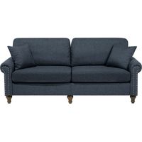 Sofá 3 plazas tapizado en tela gris oscuro estilo Chesterfield con respaldo bajo Otra