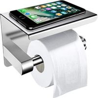 Porte-Papier Toilette Mural avec Etagère, Acier Inoxydable Auto-Ddhésif Porte Rouleau Papier, WC Porte Papier avec Plateforme de Rangement pour WC Bathroom Kitchen
