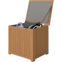 Cassapanca da esterno 130L con coperchio, cerniere e cinghia, legno castagno, 63x51x58,5 cm