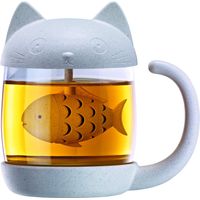 Tasse à thé chat avec infuseur intégré Tasse chat Tasse à thé avec passoire Infuseur à thé chat Tasse chat Tasse à thé Passoire à thé Tasse à thé avec couvercle Verre à thé Motif chat
