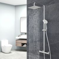 Sistema doccia con termostato, OCEAN ITALY Colonna Doccia Termostatica con Miscelatore, Colonna Doccia Idromassaggio Altezza Regolabile 74-120cm, Cromato