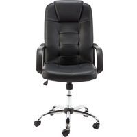 Sillón de oficina presidencial director cómoda silla giratoria de cuero artificial negro