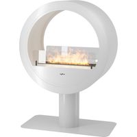 Cheminée bioéthanol de comptoir Incyclle Stand 2Side - Cheminée bioéthanol ronde à double façade d.70 cm Blanc