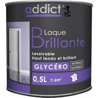 Peinture anti humidité blanc brillant 0.5 L – Finition lavable pour bois et métal – Résine glycérophtalique – Pouvoir garnissant élevé – Addict