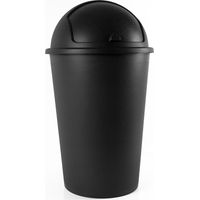 DEUBA® Kitchen Bin 50L Plastic Dustbin with Sliding, Removable Lid Rubbish Recycle Basket Home Waste Paper Bin Dustbin, Paper Basket Black