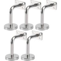 Lot de 5 Support Main Courante Inox - Murale Supports de Main Courante pour Escalier Exterieur Intérieur, Rampe Escalier Bois, Rail D'escalier (6x8x5cm/2.7x3.1x2.0in)