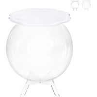 Tavolino da salotto a sfera contenitore in plexiglass trasparente Boollino - Trasparente Bianco