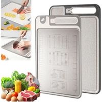 Planche à Découper Double Face, 37 x 25cm Planche a Decouper en Titane, Planche a Decouper Inox, Planche à Découper en Titane Multifonction, Résistante aux Odeurs, pour Viande, Fruits et Légumes