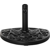 Base ombrellone semicircolare 9 kg HDPE cemento metallo motivi floreali Ø50x32x32 cm nero
