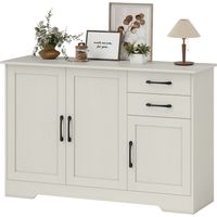 Buffet 3 portes 2 tiroirs étagère réglable 120x38x79 cm crème