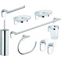 Set 8 pezzi per bagno in acciaio e vetro serie zero METAFORM