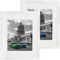 Lot de 2 cadres photo basiques 28x35 avec passe-partout 20x25 (cadre blanc)