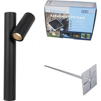 QAZQA Moderno Lámpara de pie para exteriores negra 50 cm regulable - Duo Aluminio /Vidrio Alargada Adecuado para LED Max. 1 x 35 Watt