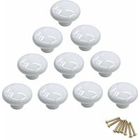 Runder Porzellanknopfgriff, Möbelknopf, Schubladenknopf, Schrankknopf, Keramikgriff, Innendekorations-Makeover, Vintage für unsere Schublade, Schrank, Kommode, Tür – Weiß – Weiß FDC