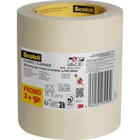 Scotch Nastro Coprente Classico, Promo Pack - 3 Rotoli da 36 mm x 50 m, Per Pittura e Decorazione Interna, 70% PEFC