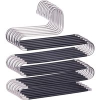 6er-Pack rutschfeste S-förmige Edelstahl-Hosenbügel, Jeans, Schals, Hosenbügel – Schwarz