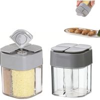 Set di 1 barattolo quadrato per spezie, barattolo quadrato per spezie 4 in 1, shaker quadrato grigio per spezie, per conservare le spezie per barbecue