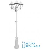 Farola exterior aluminio spica 3xe27 blanco ip44 220x62x62 cm regulable en altura