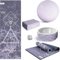 Kit 5 Yoga und Pilates-Zubehör KITWELL-500 LILA, Yoga-Matte, Yoga-Block und Rad, fitball, Übung Gurt, Anfänger und Erhöhung der Schwierigkeit - FITFIU Fitness