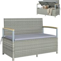 Panca Giardino 170L, 2 Posti Rattan con Cuscino, Grigio Chiaro