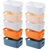 Boite Rangement Plastique,Boite de Rangement,Paniers et Boîtes de Rangement avec Poignées,Bac de Rangement Pour Cuisine,salle de bains,Bureau (Multicolore, 30.5×20×12cm/10 Pack)