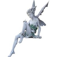 Garden figures, sitting elves, 22 cm, angel statue, garden figures, fairy statue, garden decoration