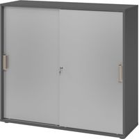 bümö Schiebetürenschrank office - 3 Ordnerhöhen Graphit/Silber