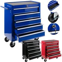 Arebos – Chariot d'atelier mobile 5 tiroirs – Acier robuste – Verrouillage central – Roues pivotantes avec frein – Dimensions 70x33x78 cm