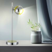 Lampada da tavolo, lampada da soggiorno, lampada da comodino, lampada laterale, lampada da lettura, cromo argento verde, faretto mobile GU10, LED 5W 400Lm 3000K bianco caldo, H 43 cm