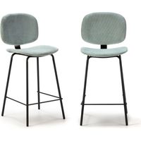 Set di 2 sgabelli in velluto a coste con gambe in metallo nero H65 cm - ARUS