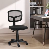 Chaise de bureau sans accoudoirs, chaise de bureau en maille, réglable en hauteur, assise rembourrée, pivotante à 360°, noire