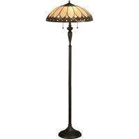 Interiors Brooklyn - Lampada da terra a 2 luci Bronzo scuro, Vetro Tiffany, E27