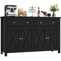 Sideboard 140×40×89 cm Küchenschrank 2 Schubladen 4 Türen Buffetschrank Schwarz