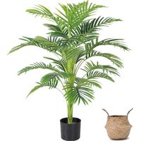 Vicmhuang – Plante verte artificielle palmier areca dypsis lutescens – Hauteur 112 cm – Largeur 17 cm – Pot tissé pour décoration intérieure