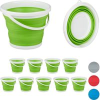 Seau pliable 10 l, lot de 10, pour nettoyage de Maison, voiture et camping, vert