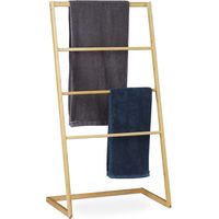 Relaxdays – Porte-serviettes sur pieds 4 barres en bambou – Dimensions HxlxP 110 x 60 x 35 cm – Charge max 2 kg par barreau – Sans perçage