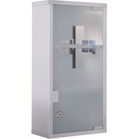 Stainless Steel wall mounted Medicine Cabinet with 2 Shelves + Security Glass Door Lockable 48 cm(H)